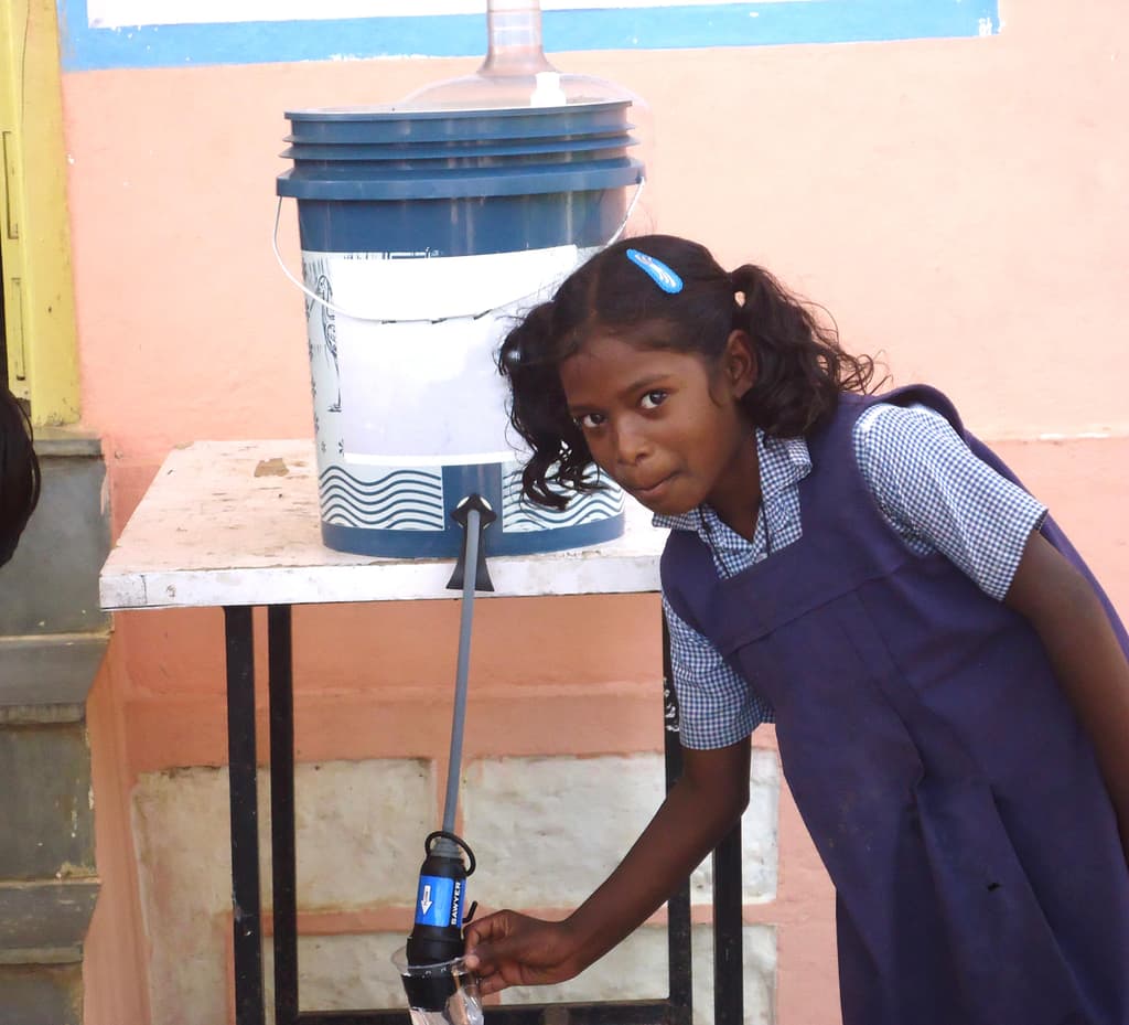 A school water filtration project in Telangana